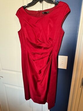 Lauren Ralph Lauren Red Cap-Sleeve Midi Sheath Dress